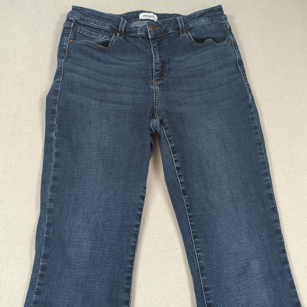 Pistola Jeans Womens 14W Blue High Rise Straight Dark Wash Stretch - Picture 2 of 15